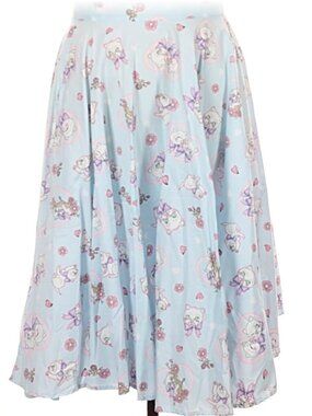 Hell Bunny cute cat kitten light blue retro swing skirt, size Medium